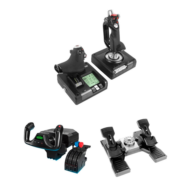 Logitech G Flight Yoke Sistema con Pedales de Timón y Controlador H.O.T.A.S X52 Profesional
