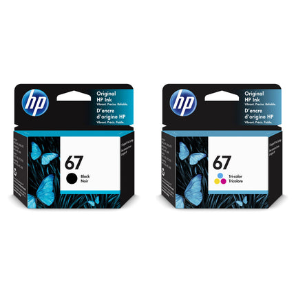 HP 67 Cartuchos de Tinta Negro y Tricolor para Impresoras ENVY 6055 y 6455
