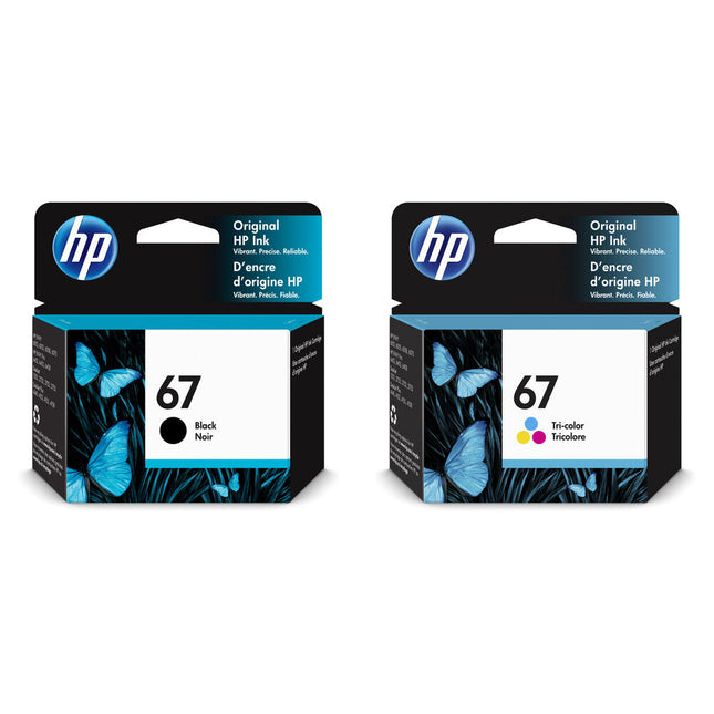 HP 67 Cartuchos de Tinta Negro y Tricolor para Impresoras ENVY 6055 y 6455