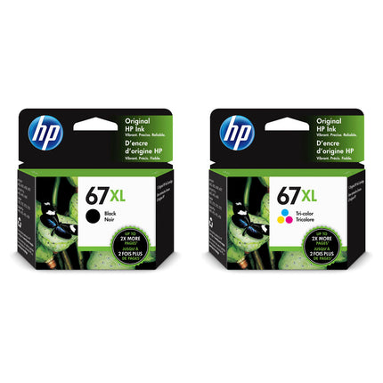 HP 67XL Cartuchos de Tinta Alto Rendimiento Negro y Tricolor para ENVY 6055 y 6455 Multifuncionales