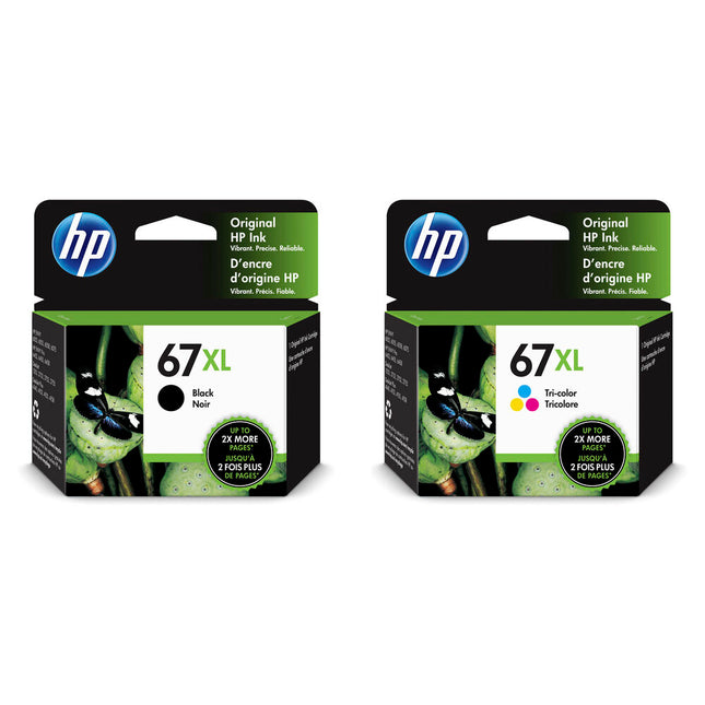 HP 67XL Cartuchos de Tinta Alto Rendimiento Negro y Tricolor para ENVY 6055 y 6455 Multifuncionales