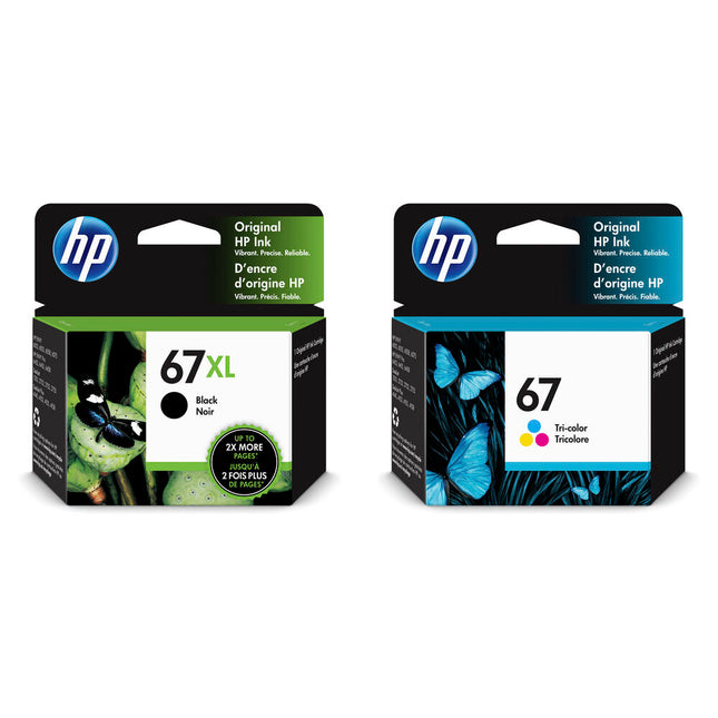 HP 67 Cartuchos de Tinta Negro y Tricolor Alto Rendimiento para Impresoras ENVY 6055 y 6455