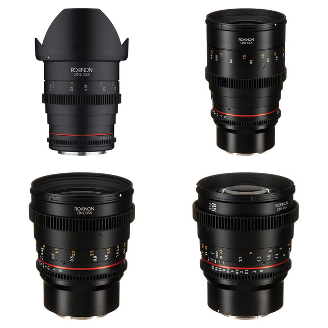 Rokinon Juego de lentes cine DSX 24 35 50 85mm T1.5 montura Sony E