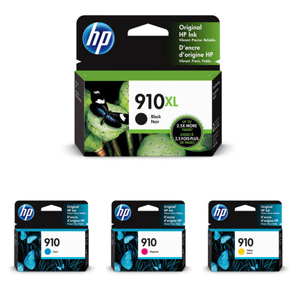 HP 910XL Cartuchos de Tinta Negro Alta Capacidad y CMY Estándar para OfficeJet Pro 8025 y 8035