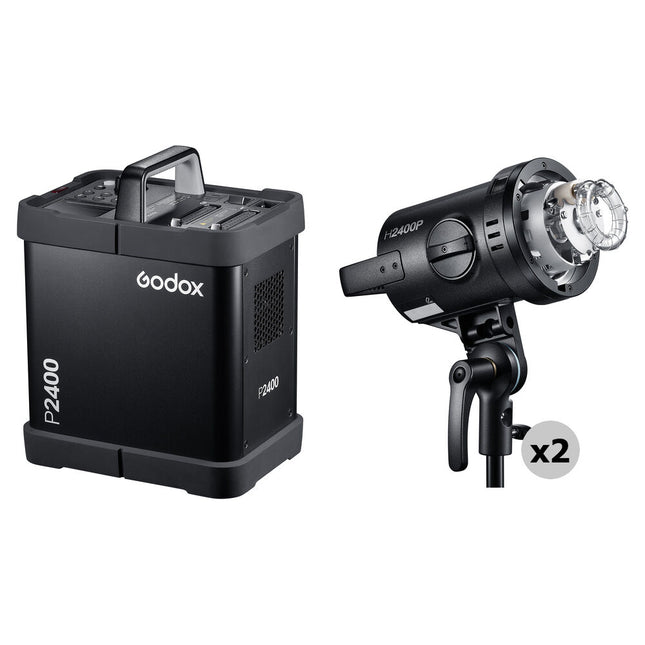 Godox P2400 Kit de Iluminación Power Pack 2400Ws 0.7s Reciclaje 2 Cabezas Flash