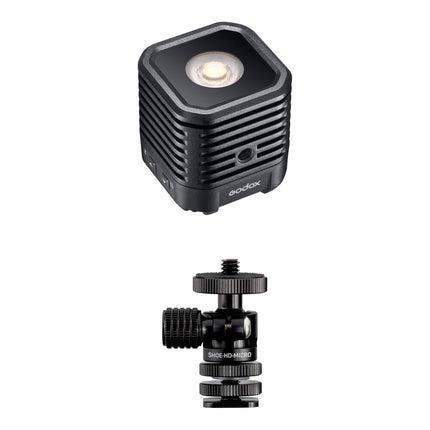 Godox WL4B Luz LED Waterproof con Ball Head Soporte Micro Shoe 3 3 lb 5600K