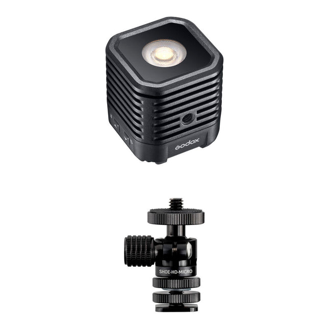 Godox WL4B Luz LED Waterproof con Ball Head Soporte Micro Shoe 3 3 lb 5600K