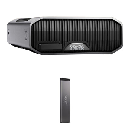 SanDisk Professional 22TB G-DRIVE PROJECT HDD 7200 rpm y 4TB PRO-BLADE SSD Mag