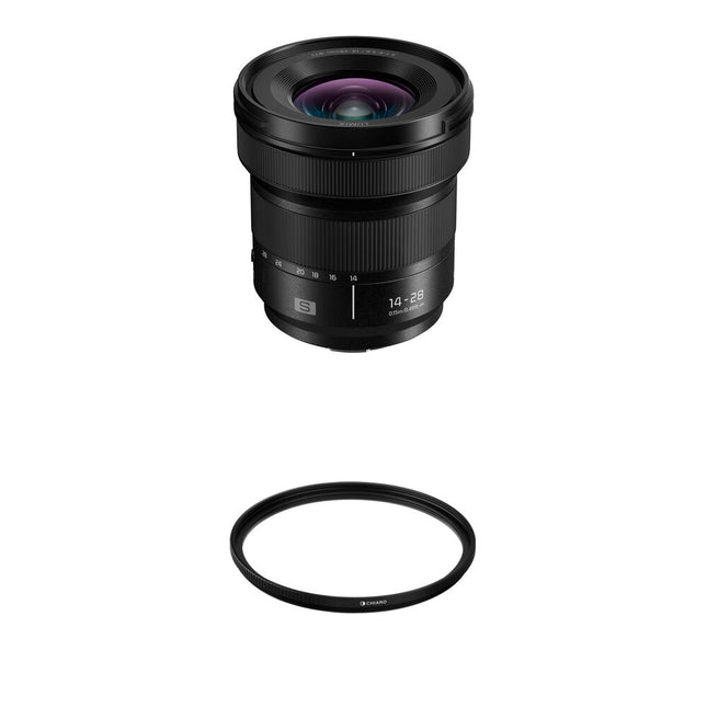Panasonic LUMIX 14-28mm f4-5.6 MACRO objetivo con filtro UV 77mm resistente al polvo y salpicaduras