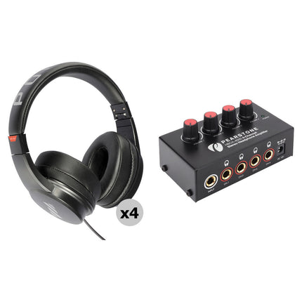 Polsen HPC-A20 Auriculares de Estudio Cerrados Kit 4 Unidades Amplificador 4 Canales