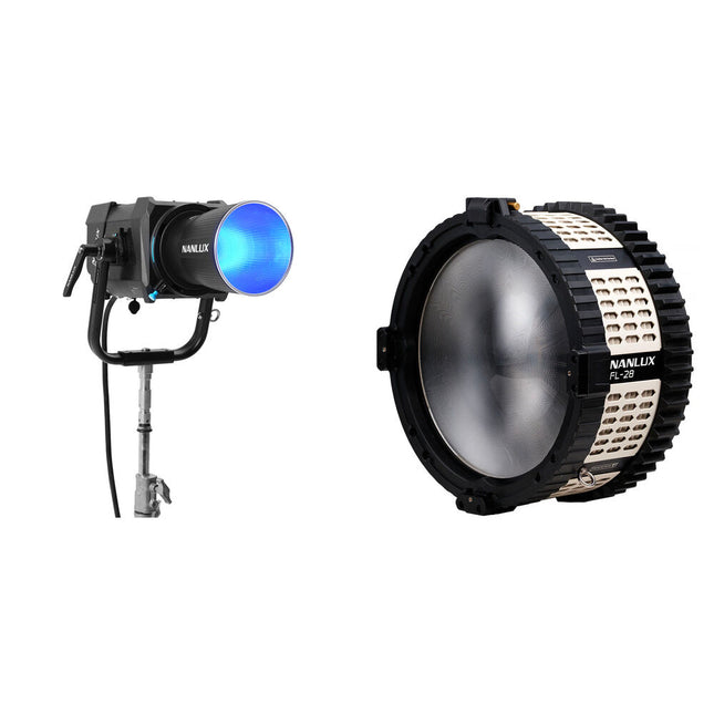 Nanlux Evoke 900C Foco LED RGB con lente Fresnel 17-43° kit trolley