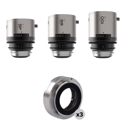 BLAZAR LENS Remus T2 Kit de Lentes Anamórficos 45 65 100mm con Adaptadores EF y Estuche