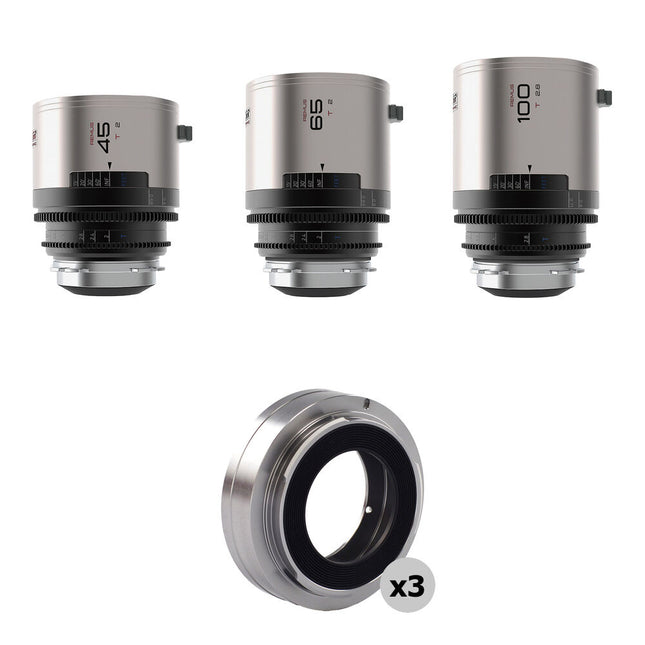 BLAZAR LENS Remus T2 Kit de Lentes Anamórficos 45 65 100mm con Adaptadores EF y Estuche