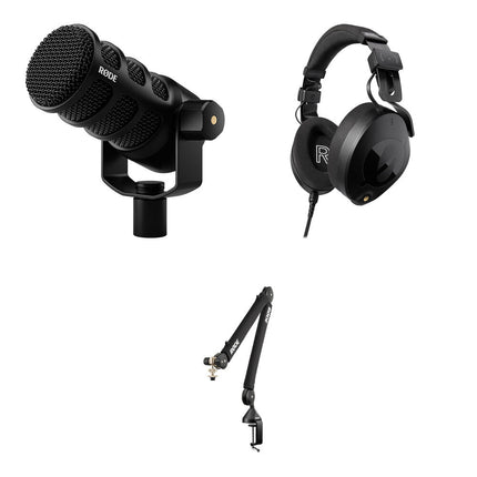 RODE PodMic USB y XLR Micrófono Dinámico con Brazo PSA1 y Auriculares NTH-100