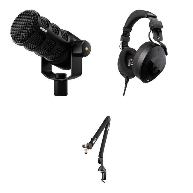 RODE PodMic USB y XLR Micrófono Dinámico con Brazo PSA1 y Auriculares NTH-100