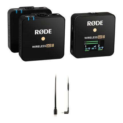 RODE Wireless GO II Sistema de Micrófono Inalámbrico Digital 2 Personas 7 Horas Batería Cable Lightning para iOS Negro