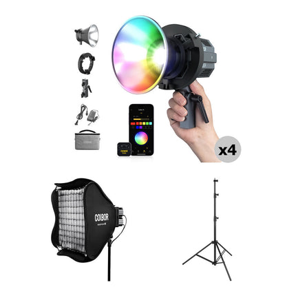 COLBOR CL60R RGB COB LED Monoluz Estudio Kit 4 Luces 22974 Lux 2700-6500K