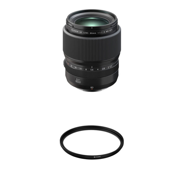 FUJIFILM GF 80mm f1.7R WR Objetivo 63mm Filtro 77mm Kit UV