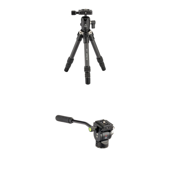 Oben Mini Video Head Kit con Cabezal de 11 lb y Trípode de Fibra de Carbono