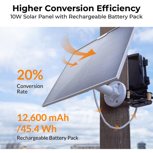 Brinno ASP1000-P Kit de energía solar Panel 10W batería recargable USB-C 9.8'