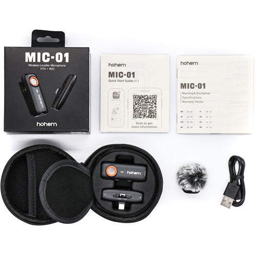 Hohem MIC-01 Sistema de Micrófono Inalámbrico USB-C 2.4 GHz 100 m Alcance Estuche de Carga