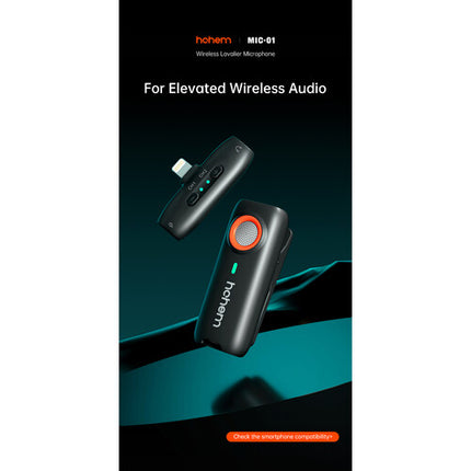 Hohem MIC-01 Sistema Micrófono Inalámbrico para Dispositivos Lightning 328 ft Alcance 2.4 GHz