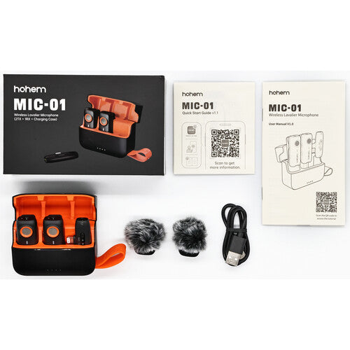 Hohem MIC-01 Sistema de Micrófono Inalámbrico 2 Personas USB-C 328.1 ft transmisión estuche de carga