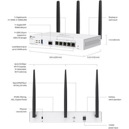 TP-Link Festa FR365 AX3000 Router Wi-Fi 6 Dual Banda 2976 Mb/s 4 Puertos Gigabit