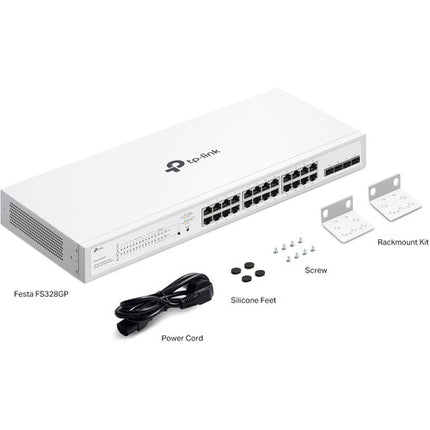 TP-Link Festa FS328GP Switch de Red Gestionado Gigabit 24 Puertos PoE+ 4 SFP 250W Rackmount