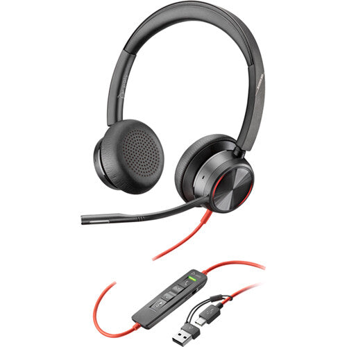 Poly Blackwire 8225 Auriculares Estéreo USB-C Drivers 32mm Micrófono Giratorio