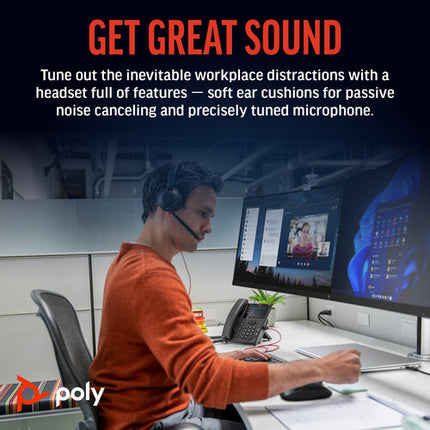 Poly Blackwire 5220 Auriculares Estéreo USB-C Con Micrófono Flexible Y Estuche