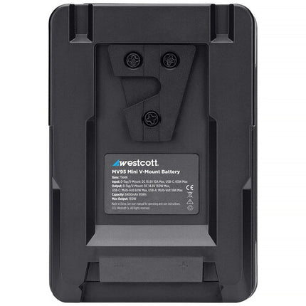 Westcott MV95 Mini Batería V-Mount 95Wh 6400mAh con Cargador USB-C