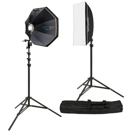 Westcott Rapid Box Switch Octa S y Strip Softboxes con Inserts Redondos 26 Pulgadas y Soportes de Luz 8 Pies