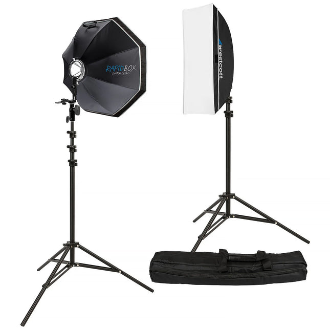 Westcott Rapid Box Switch Octa S y Strip Softboxes con Inserts Redondos 26 Pulgadas y Soportes de Luz 8 Pies