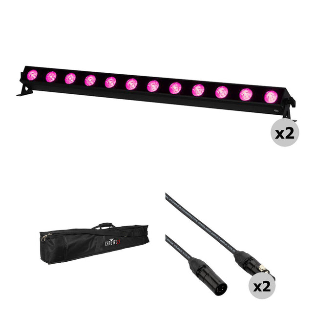 American DJ UBL12H Barra de Luz Lineal RGBAL+UV 12x20W 17° con Filtro y Cables DMX 2-Pack