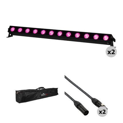 ADJ UBL12H Barra de Luz Lineal RGBAL+UV 12x20W Kit 2 Unidades con Bolsa y Cables DMX