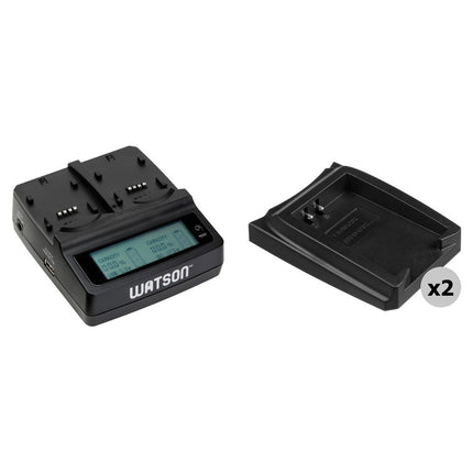 Watson Duo LCD Kit de Cargador con 2 Placas Adaptadoras para Baterías LP-E12 100-240VAC Tiempo de Carga 2-6h