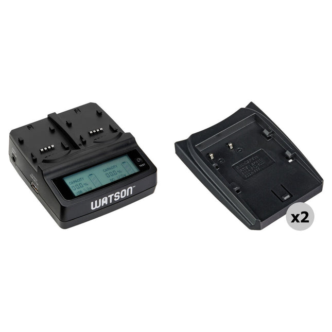 Watson Duo LCD Cargador para baterías BP-500 con doble placa y cargador coche 12 V