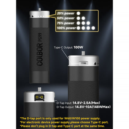 COLBOR PG99 Power Grip para CL60 CL100X y Wonder Series batería recargable 97.68Wh hasta 90 minutos runtime