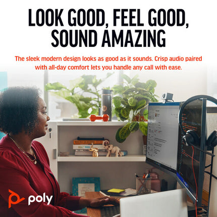 Poly Blackwire 3325 Auriculares Estéreo USB-C con Micrófono Omnidireccional y Adaptador USB-A