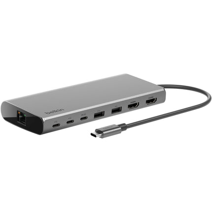 Belkin 8-en-1 USB-C Hub con Dual Display 100W Ethernet HDMI Plata