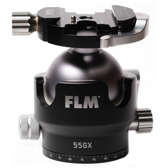 FLM 55GX Cabezal de Trípode Centerball Capacidad 40kg con Abrazadera QR QLB-60