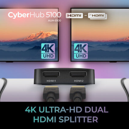Adesso CyberHub AUH-5100 Divisor y Conmutador HDMI UHD 4K60 HDMI 2.0 3D