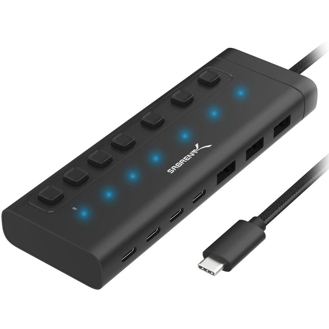 Sabrent 7 Puertos USB-C 48W Hub Alimentado 4 USB-C 3.2 Gen 1 3 USB-A