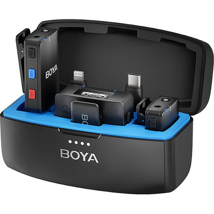 BOYA BOYAMIC Sistema de Micrófono Inalámbrico Doble 2.4 GHz 8GB Memoria