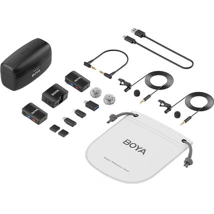 BOYA BOYAMIC Sistema de Micrófono Inalámbrico Doble 2.4 GHz 8GB Memoria