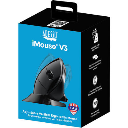 Adesso iMouse V3 Ratón Vertical Ajustable 2400 dpi USB-A 6 Pies