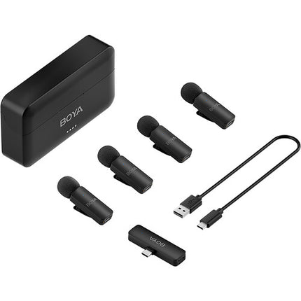 BOYA BY-V4U Sistema de Micrófono Inalámbrico 4 Personas USB-C 6 Horas Batería