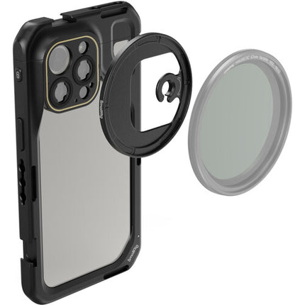 SmallRig Mobile Video Cage para iPhone 15 Pro Max con 67mm M-Mount y 10 monturas 1/4"-20