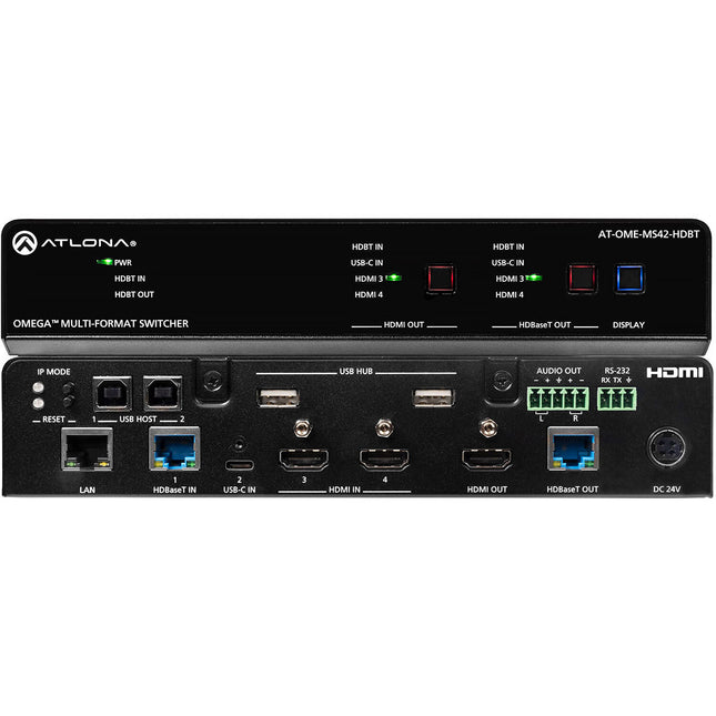 Atlona Omega 4x2 Switch de Matriz 4K con USB HDBaseT y Extensión 330'
